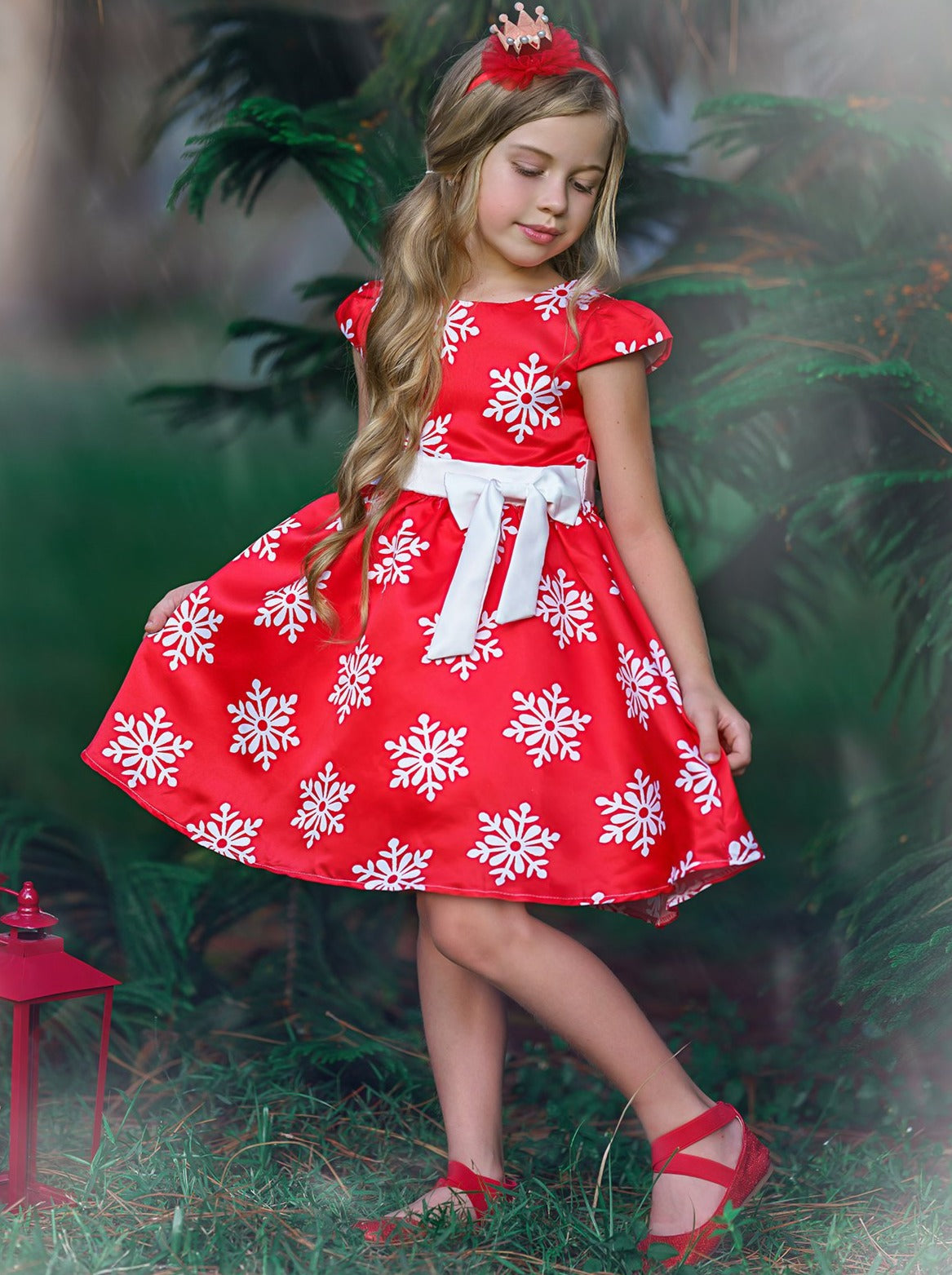 Winter Formal Dresses | Girls Red Cap Sleeve Snowflake Holiday Dress ...