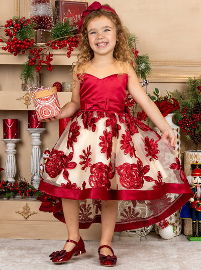 Winter Formal Wear | Girls Sheer Collar Chiffon Hi-Lo Holiday Dress