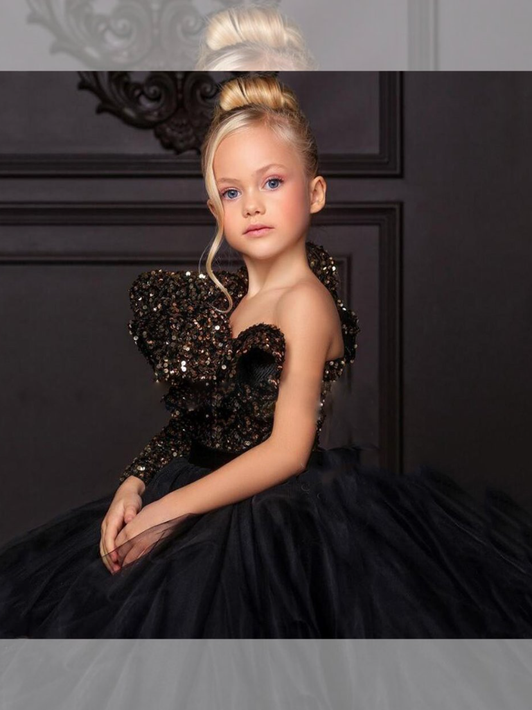 Black Sequin Tutu Gown | Little Girls Formal Dress - Mia Belle Girls