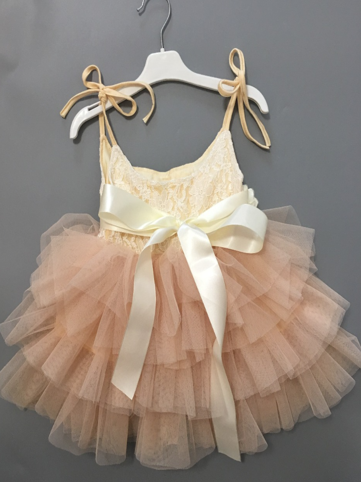 Toddler Spring Dress | Sleeveless Lace Bodice Ruffle Tulle Party Dress