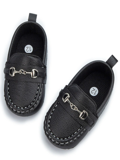 Baby First Steppers Vegan Leather Loafers by Liv and Mia Black