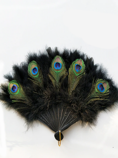 Halloween Accessories | Faux Peacock Feather Fan | Mia Belle Girls