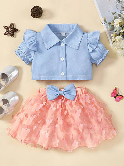 3D Butterfly Skirt Set | Kids Cowgirl Fashion | Mia Belle Girls