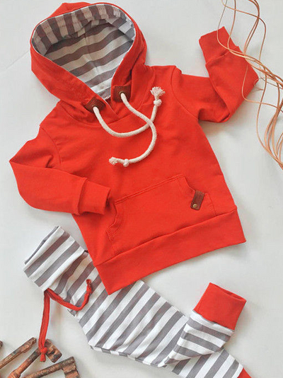 Baby Stripes N Fun Hooded Sweater And Pants Set