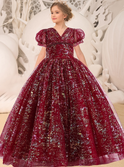Winter Whimsy Sparkle Puff Sleeve Gown