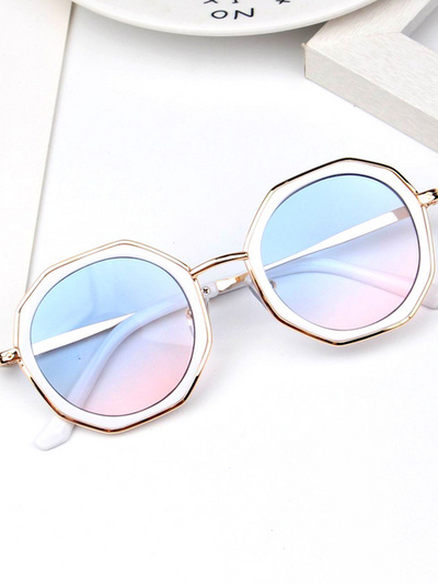 girls octagon shaped sunglasses light blue