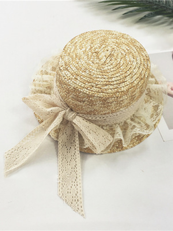 Girls and Women's Lace Ribbon And Trim Straw Hat - Mia Belle Girls