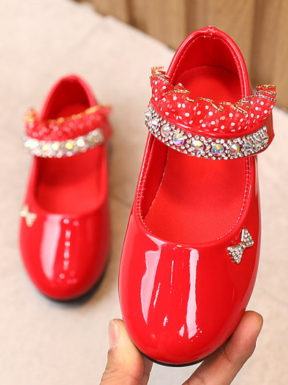 Girls Little Rhinestones Patent Leather Mary Jane Flats By Liv and Mia