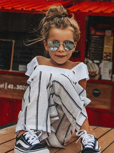 Toddler Spring Outfits | Girls Ruffle Top & Striped Palazzo Pants Set