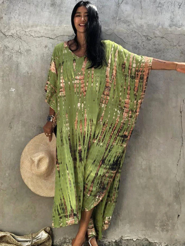Women's Reptile Print Oversized Maxi Cover Up - Green - Women's Cover Up