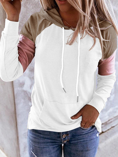 Women's Patch Pullover White Hooded Top White