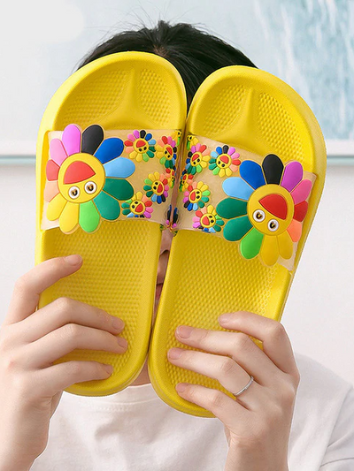 Women's Colorful Smile Sunflower Slides By Liv and Mia
