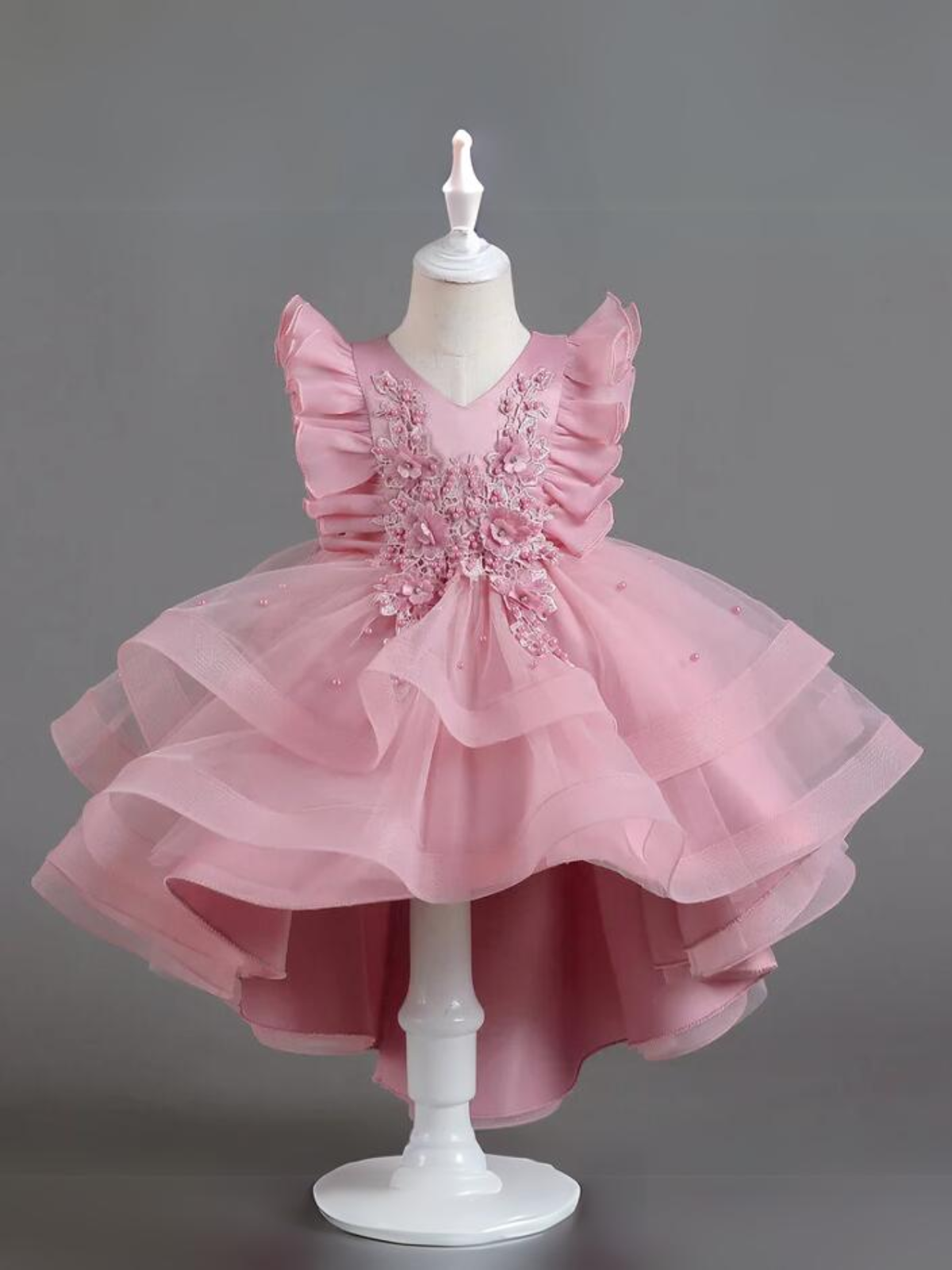 Mia Belle Girls Layered Hi-Lo Tulle Dress | Girls Princess Dresses
