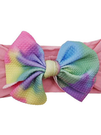 Baby Bow Headband dusty pink rainbow mermaid