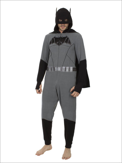 Batman Mens Onesie Union Suit Pajama with drop seat and cape costume - S/M / Black