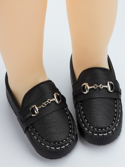 Baby First Steppers Vegan Leather Loafers by Liv and Mia Black
