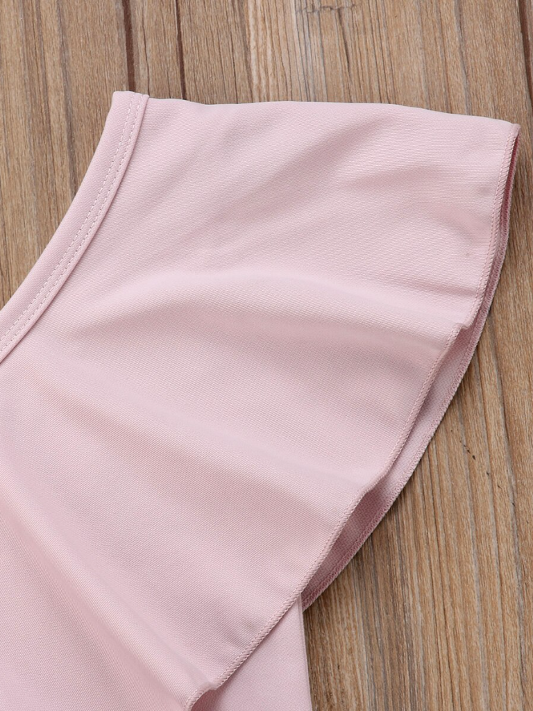 Girls Pink off the shoulder cropped top and bell-bottom pants