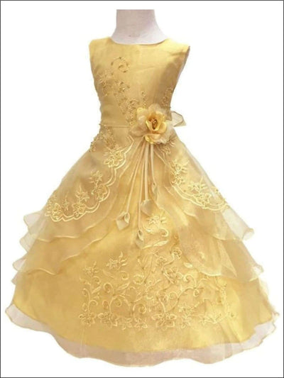 Belle from Beauty and the Beast Inspired Princess Dress - Gold / 4T/5 - Girls Halloween Costume