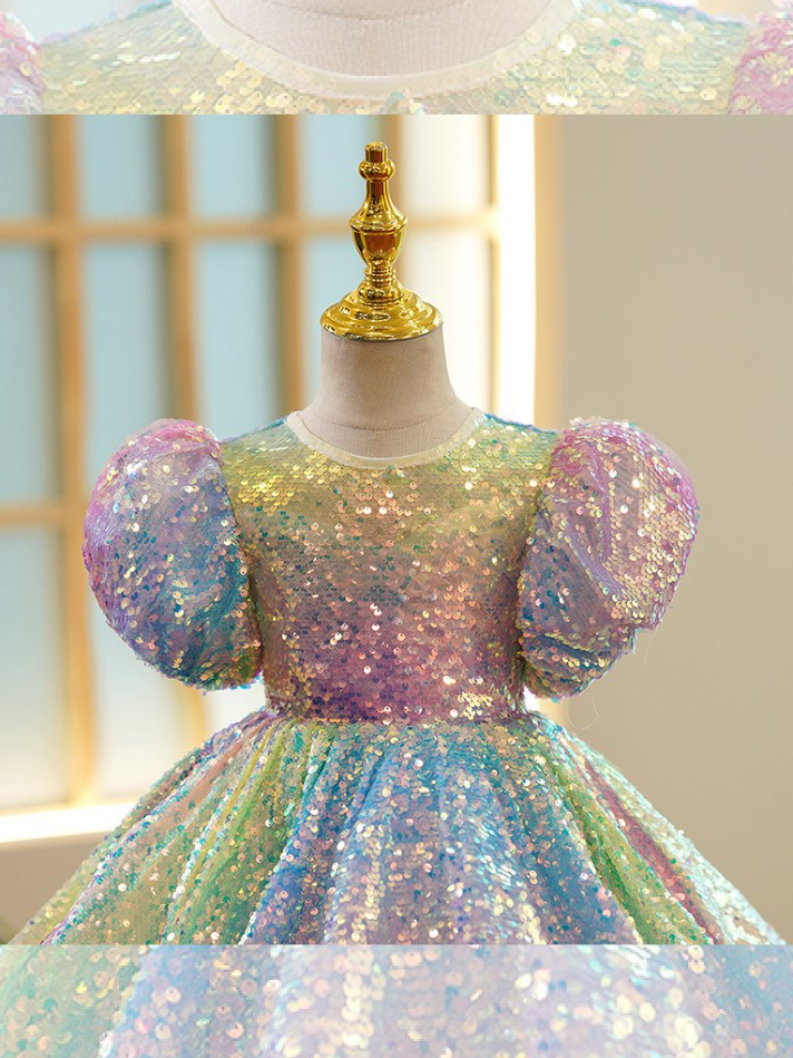 Rainbow Sequin Dress | Little Girls Formal Dress - Mia Belle Girls