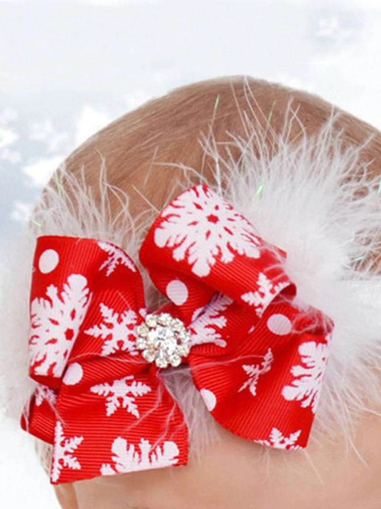Cute Christmas Accessories | Little Girls Red Bow Rhinestone Headband