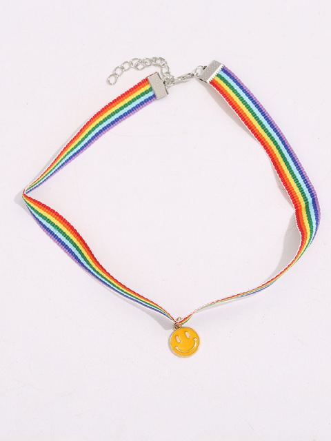 Halloween Accessories | Rainbow Smiley Face Necklace - Mia Belle Girls