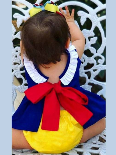 Baby Snow White Inspired Top with Bloomers and Matching Headband Set