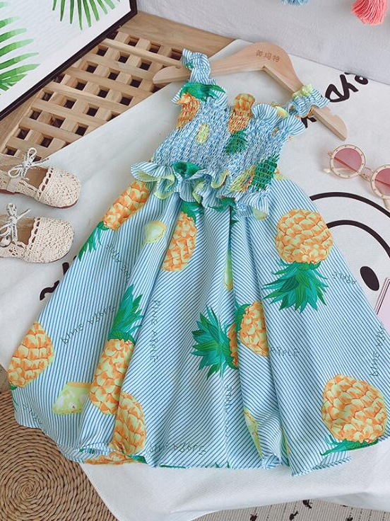 Resort Ready Girls Clothes | Tropical Fruit Ruched Top & Skirt Set