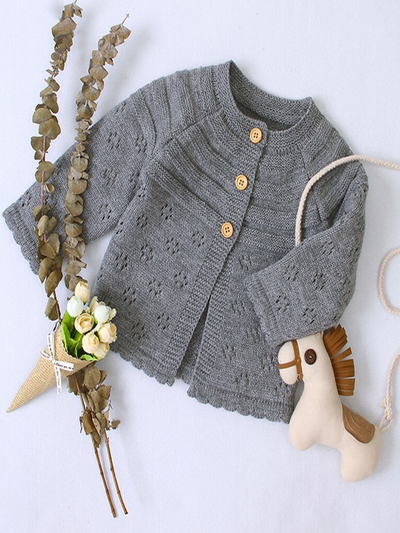 Baby Concentrated Cuteness Half-Button Cardigan Grey