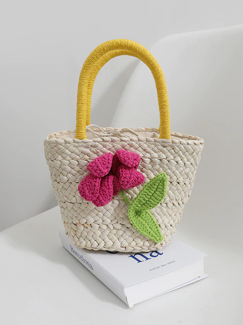 Bloom And Blossom Floral Woven Tote Bag – Mia Belle Girls