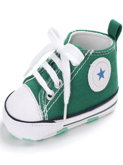 Baby First Steppers Canvas Sneaker Flats by Liv and Mia Green