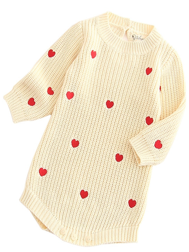 Baby Loving Fall Mini Heart Knitted Sweater Creme