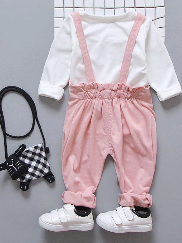 Baby Hunny Bunny Long Sleeve Shirt and Overalls Set Pink