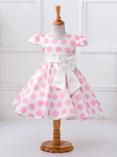 Spring Flower Girl Dresses | Dainty Polka Dots Bow Party Dress
