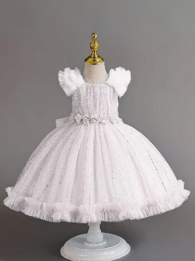 Mia Belle Girls Sequined Ruffle Tulle Dress | Girls Communion Dresses