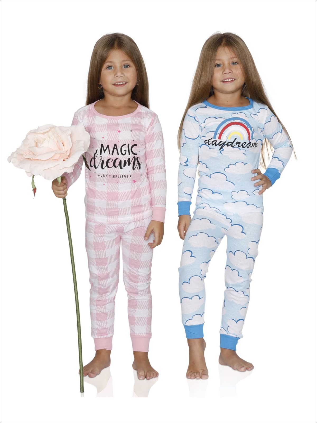 Cozy Couture Girls 4 Piece Magic Dream And Dreamer Cotton Pajamas