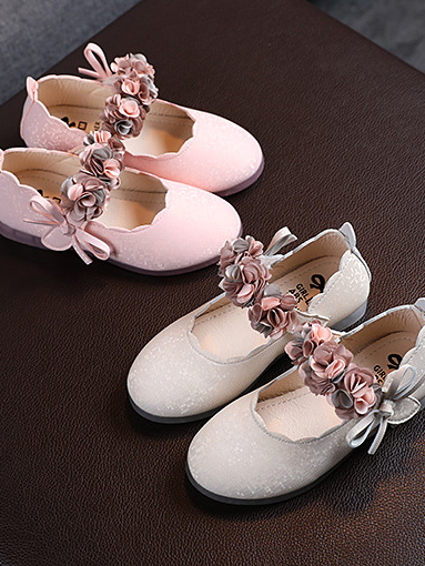 Shoes By Liv & Mia | Floral Arch Ribbon Sparkle Flats - Mia Belle Girls