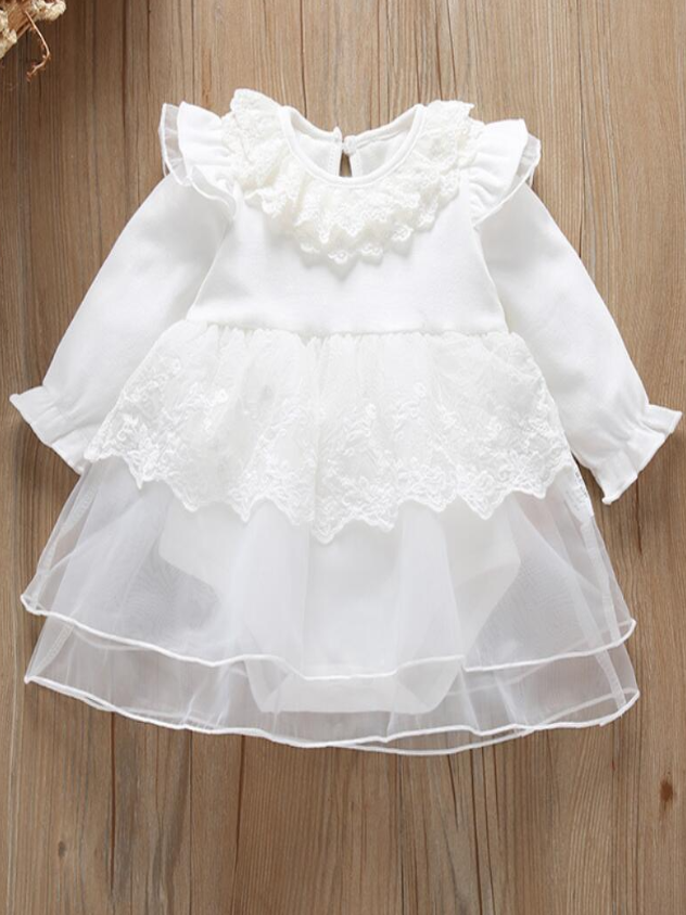 Baby Love That Lace Look Tulle Skirt Onesie White