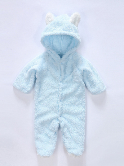 Baby Little Teddy Bear Fleece Onesie with Footies - Blue