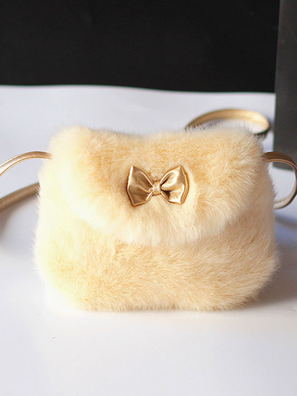 Cute Kids Accessories | Little Girls Faux Fur Bow Crossbody Handbag