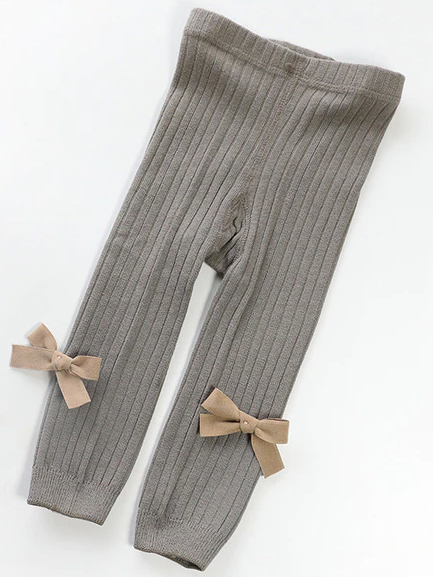 Baby Happy-BOW-Lucky Ribbed Leggings Grey