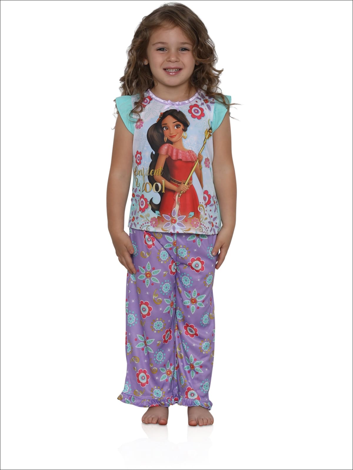 Disney Elena of Avalor Girls Confident & Cool 2-Piece Pajamas - mint multi