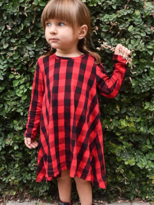 Little Girls Fall & Winter Dresses | Toddlers Plaid Hi-Lo Dress