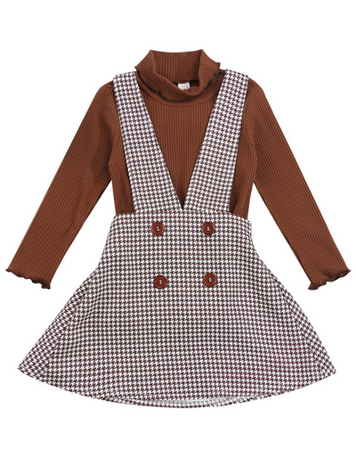 Preppy Chic Clothes | Turtleneck & Overall Skirt Set | Mia Belle Girls