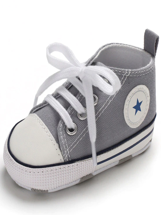 Baby First Steppers Canvas Sneaker Flats by Liv and Mia Grey