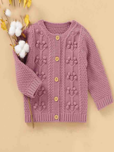 Baby Autumn Delight Button-Down Knitwear Cardigan - Pink