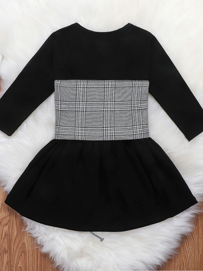 Girls set features a black dress with a "Sassy Little Soul" print and plaid belt