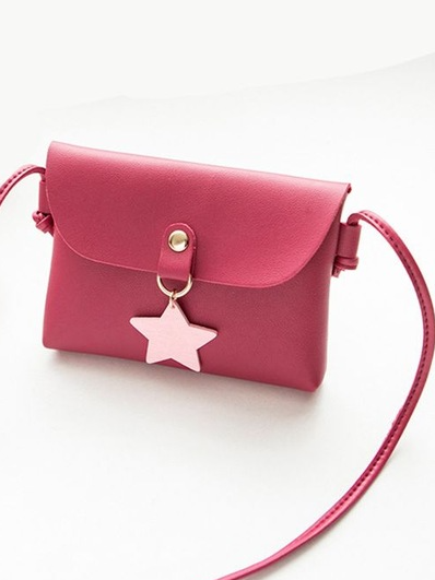 Girls Crossbody handbag with star pendant-hot pink-