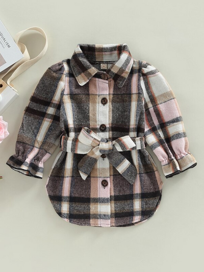 Toddler Clothing Sale | Plaid Flannel Belted Jacket | Girls Boutique