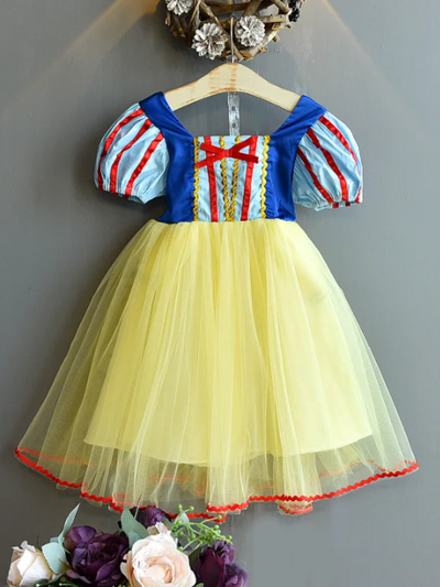 Mia Belle Girls Snow White Princess Tulle Dress | Princess Dress Up