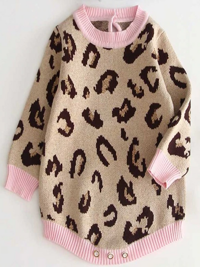 Baby Spotted In Style Leopard Print Onesie Sweater